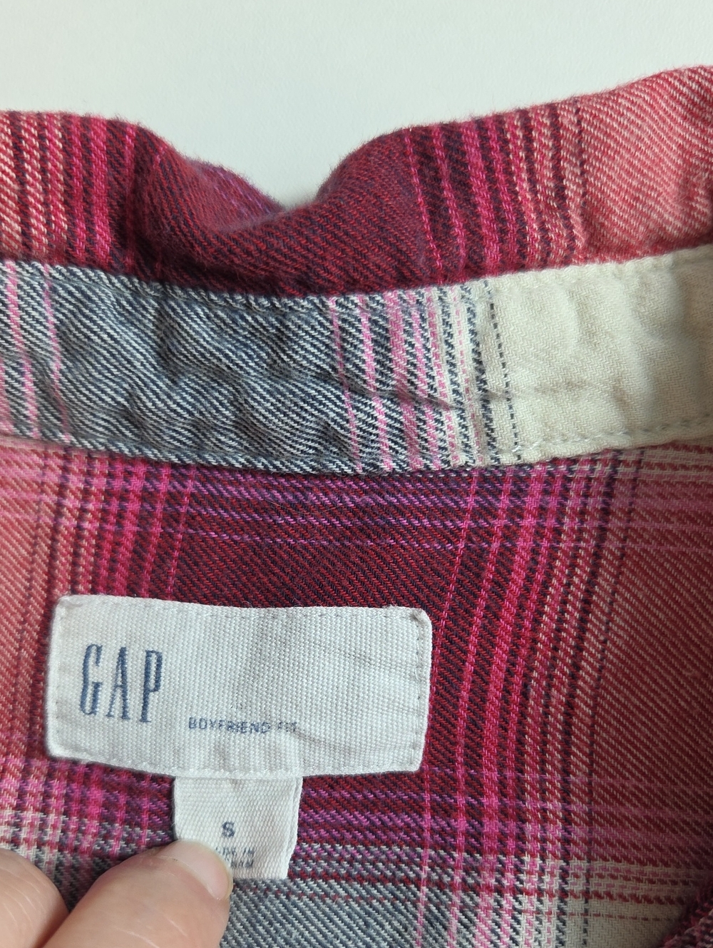 GAP 100% Cotton Boyfriend Fit Pink Flannel Shirt Size S - Picture 7 of 9